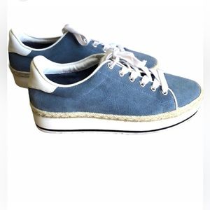 Steve Madden Rule Leather Suede Blue Platform Lace Shoes